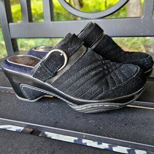 Bass Black Suede Leather Slip-on Clogs 6M